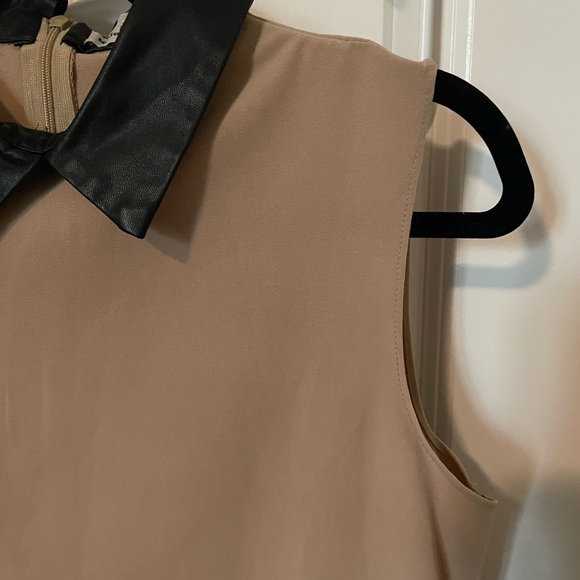 Madame Élysées Vintage Faux Leather Collared Blouse - Picture 2 of 7